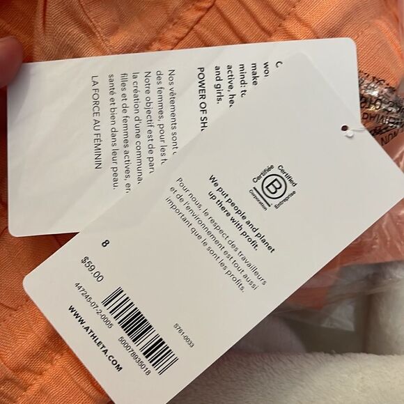 NWT Athleta Cabo 4” Linen Shorts 8 Cactus Peach - Picture 7 of 7